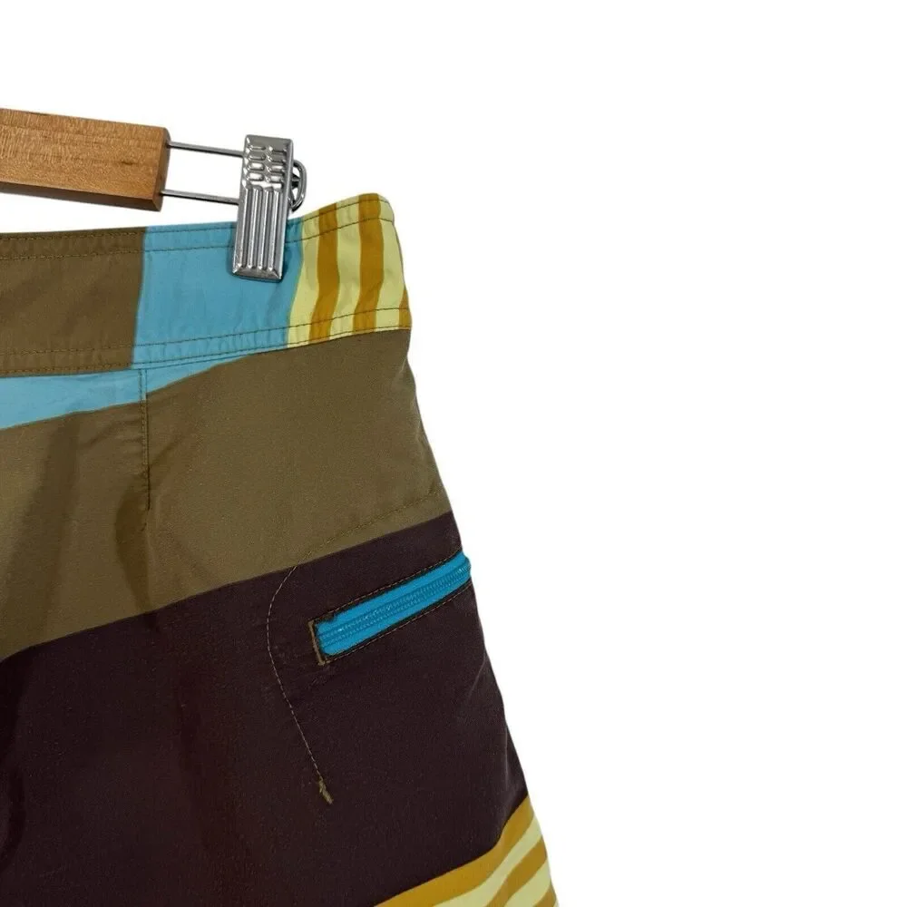 Patagonia 32 Wavefarer Board Shorts Swim Tie Waist Striped Beach Mens